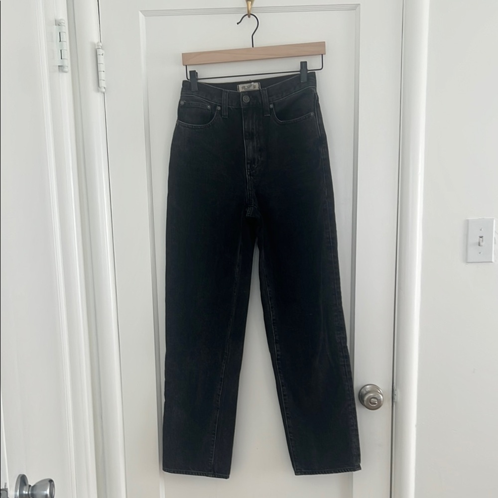 Madewell high rise black baggy straight jeans